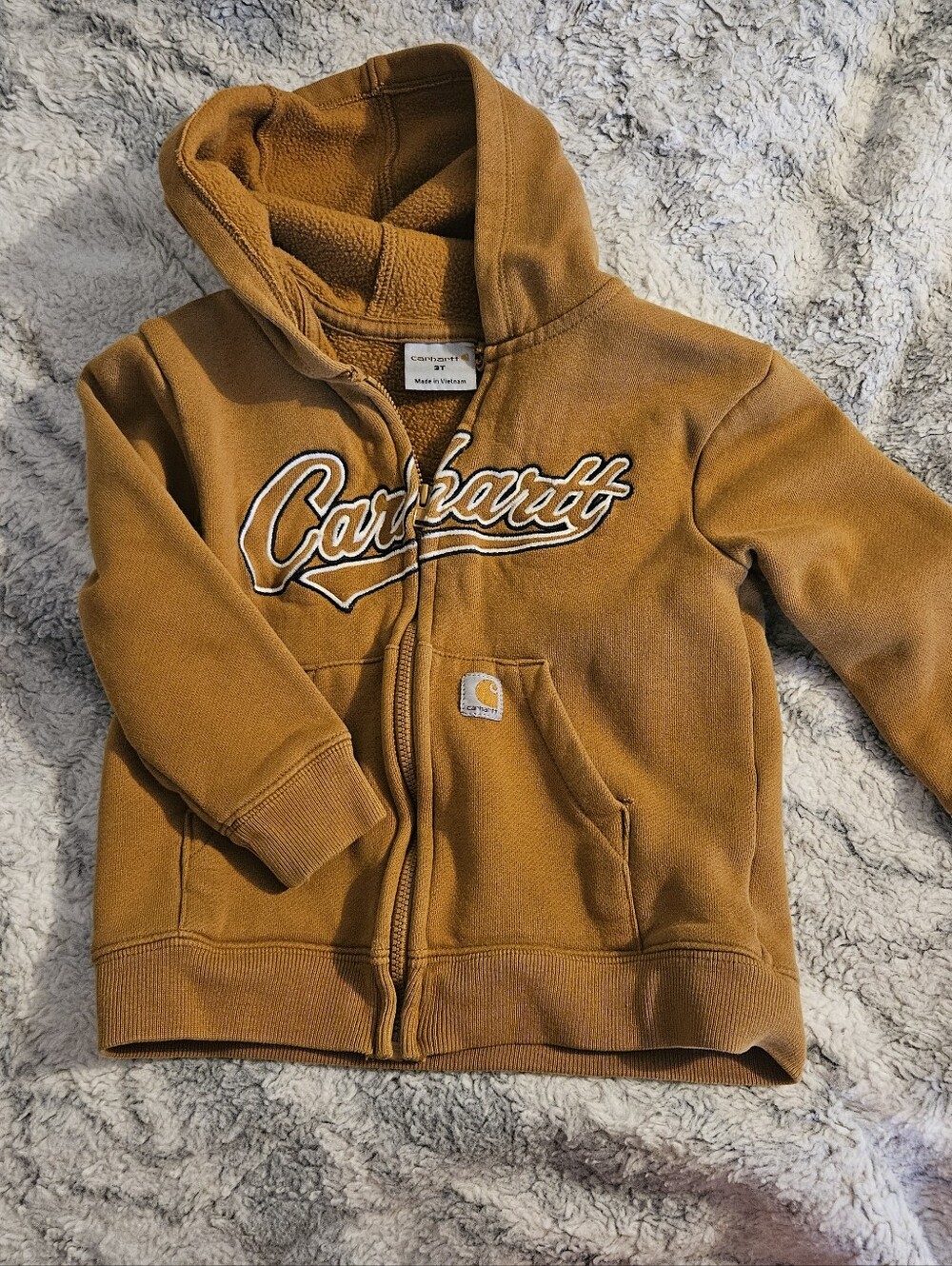 Carhartt Kids' Carhartt Script Zip Hoodie in Carhartt Brown